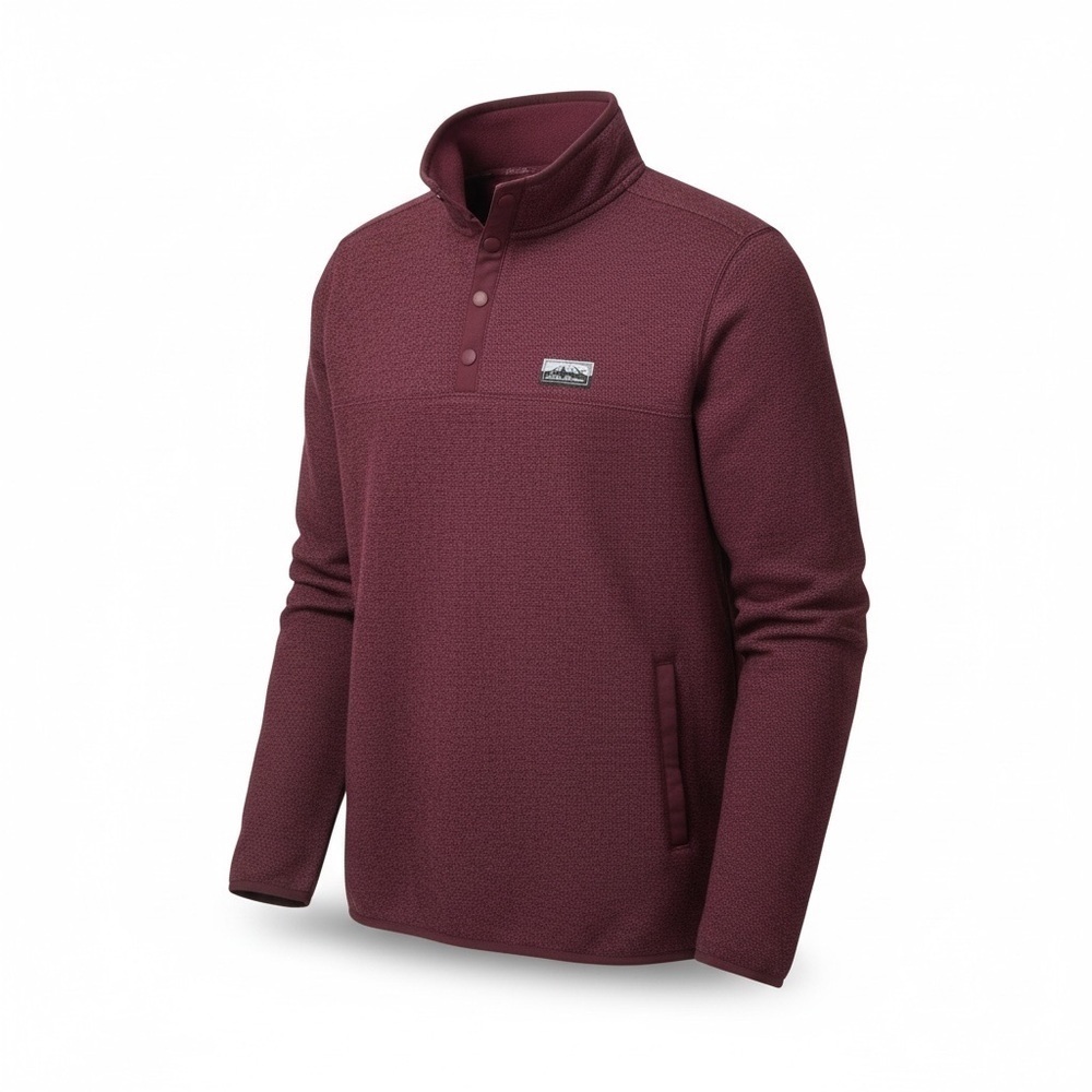 NWT Eddie Bauer Maroon Sweater Fleece Snap Pullover – Size Small